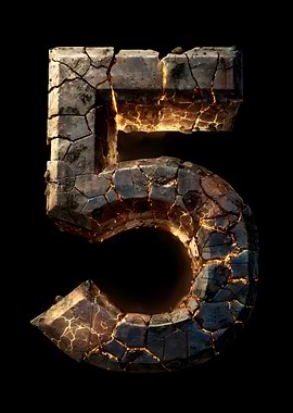 Cracked Stone Number Five with Lava