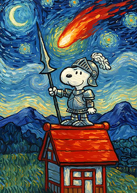 Snoopy Knight Starry Night Parody