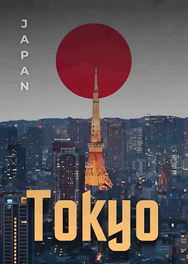 Tokyo Tower Japan Travel Poster
