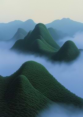 Green Hills in Mist