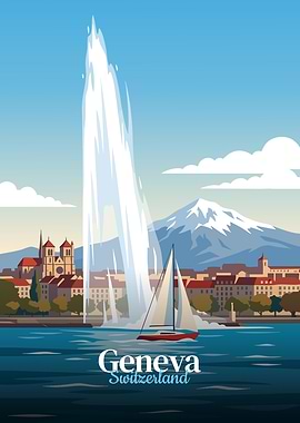 Geneva, Switzerland Travel Poster