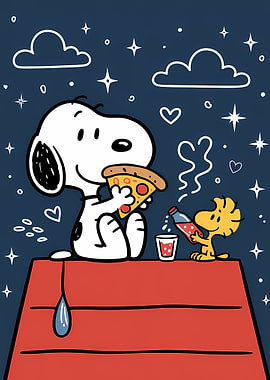 Snoopy and Woodstock Pizza Party