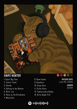 Cat Listening to Snipe Hunter Album