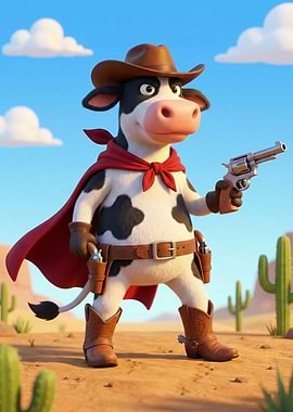 Cowboy Cow in the Desert