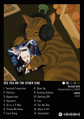 Cat Listening to Korn Album