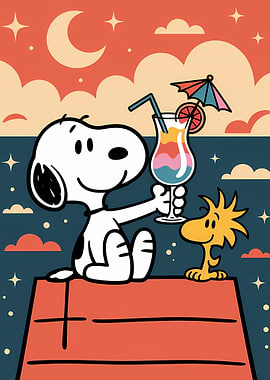 Snoopy and Woodstock with Cocktail