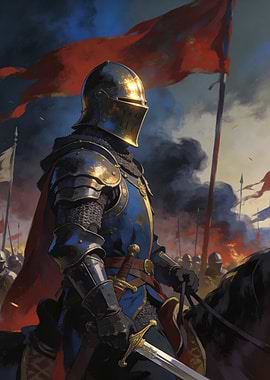Knight on Horseback in Battle Scene