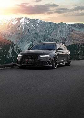 Black Audi RS6 Sport in Mountain Landscape