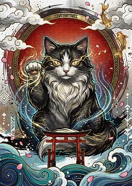 Maneki Neko Cat Digital Art