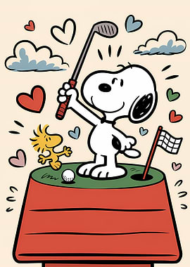 Snoopy and Woodstock Golf Cartoon