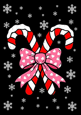 Candy Canes with Heart Bow