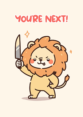 Cartoon Lion with Knife