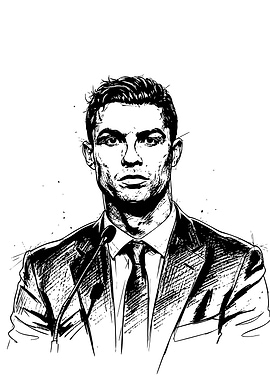 Cristiano Ronaldo Black and White Portrait