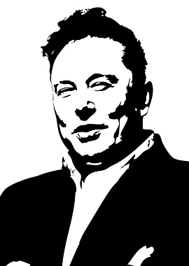 Elon Musk Black and White Portrait