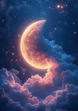 Crescent Moon and Clouds