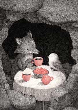 Fox and Bird Tea Party