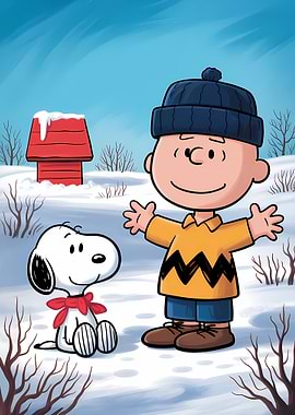 Charlie Brown and Snoopy Winter Scene