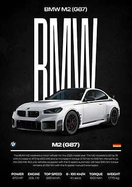 BMW M2 (G87) Car Poster
