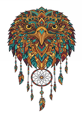 Eagle Dreamcatcher Mandala Art