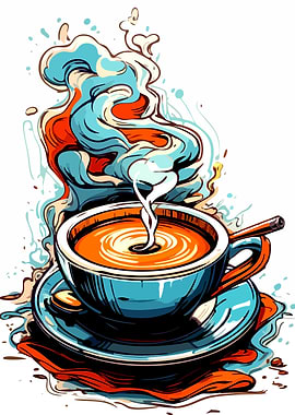 Stylized Coffee Cup with Steam