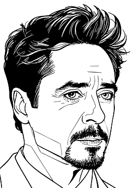 Robert Downey Jr. Line Art Portrait