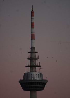 Tall Tower with Red and White Stripes