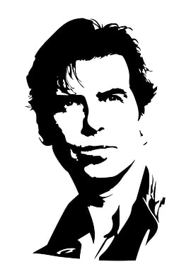 Pierce Brosnan Portrait Black and White
