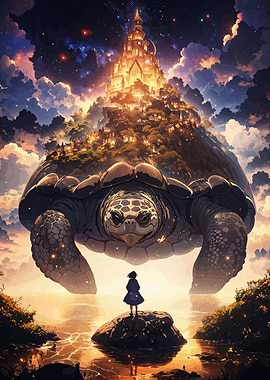 Giant Turtle Island with Castle