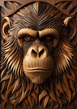 Wooden Monkey Carving