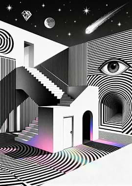 Abstract Black and White Optical Illusion