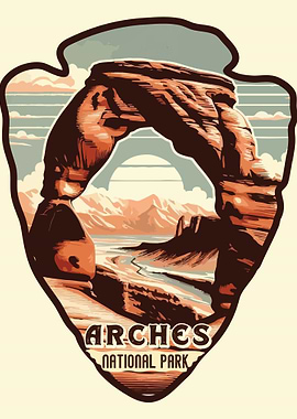 Vintage Arches National Park, retro USA national park, Retro Arches
