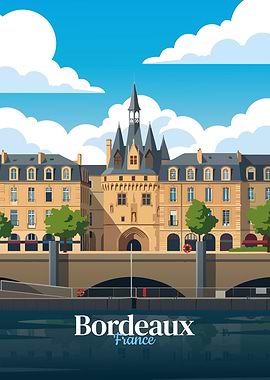 Bordeaux, France Cityscape Illustration