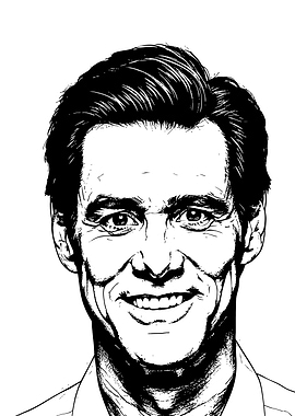 Jim Carrey Portrait Black and White