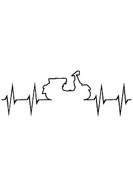 Scooter Heartbeat Line Art