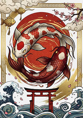 Yin Yang Koi Fish Illustration