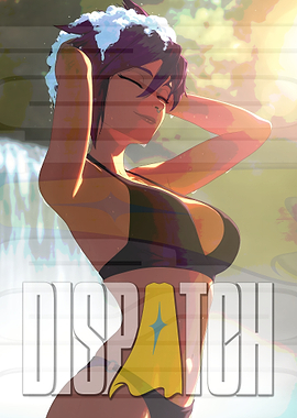 Anime Girl in Swimsuit with Dispatch Text