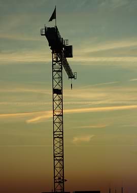 Construction Crane Silhouette at Sunset