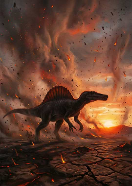 Spinosaurus in Volcanic Eruption