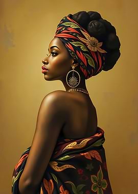 Elegant African Woman with Headwrap and Jewelry