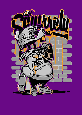 Cartoon Graffiti Art with Characters