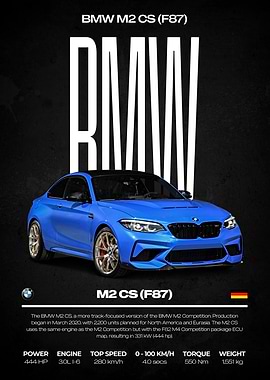 BMW M2 CS (F87) Car Poster