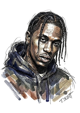 Travis Scott Portrait Watercolor Art