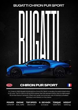 Bugatti Chiron Pur Sport Poster