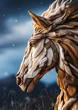Wooden Horse Sculpture