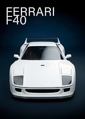 White Ferrari F40 Front View