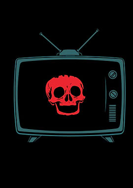 Skull on TV Screen