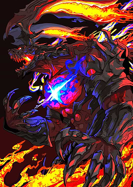 Fiery Dragon with Blue Energy Core