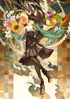 Anime Girl with Fox Ears and Sword