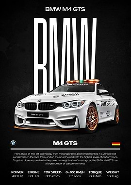 BMW M4 GTS Car Poster