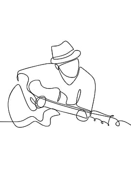 Guitarist Continuous Line Art